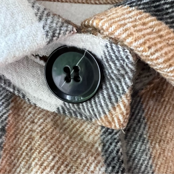 CI SONO | Brown, tan & white lightweight summer long plaid shacket jacket coat - Picture 5 of 15